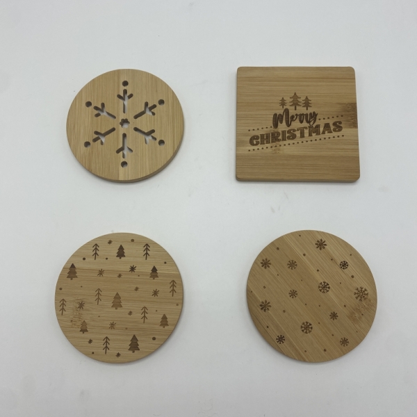 TF-CS02 Custom Eco-Friendly Bamboo Natural Wood Drink Coaster