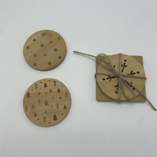 TF-CS02 Custom Eco-Friendly Bamboo Natural Wood Drink Coaster