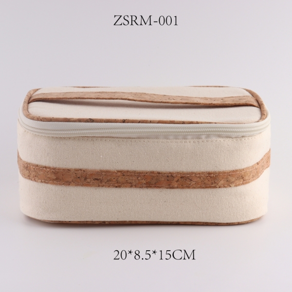 Cotton Canvas Organizer Bag Original Color Travel Toiletry Storage Set Environmental Cork Cosmetic Bag