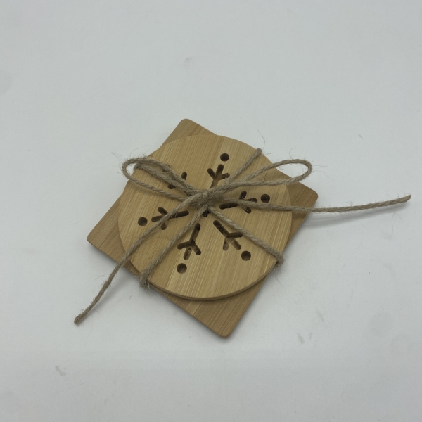 TF-CS02 Custom Eco-Friendly Bamboo Natural Wood Drink Coaster