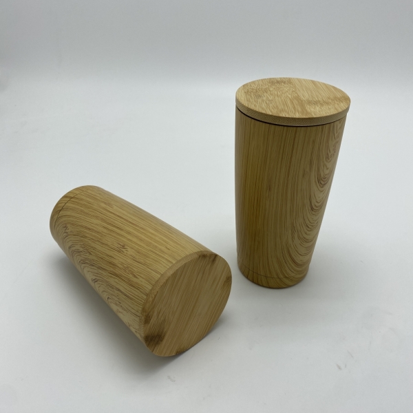 Vacuum flask with Bamboo lid & Water transfer bamboo pattern on body 