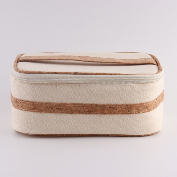 Cotton Canvas Organizer Bag Original Color Travel Toiletry Storage Set Environmental Cork Cosmetic Bag