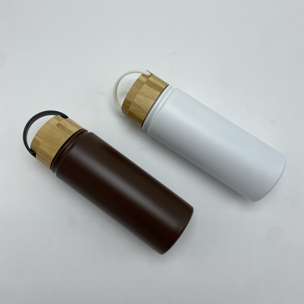 Stainless Steel Double wall Termos With Bamboo lid