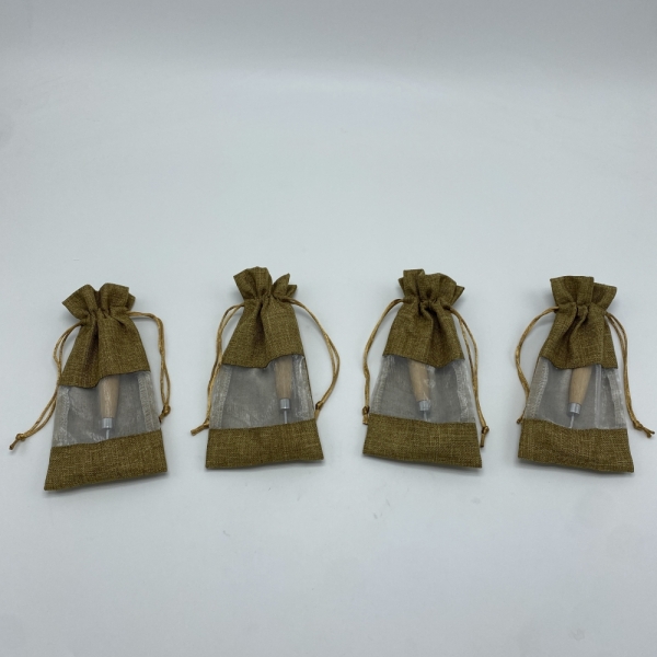 Bamboo handle face and eye massage tool with Linen Drawstring bag packing 