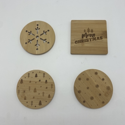 TF-CS02 Custom Eco-Friendly Bamboo Natural Wood Drink Coaster