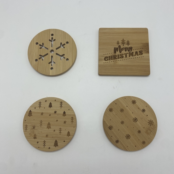 TF-CS02 Custom Eco-Friendly Bamboo Natural Wood Drink Coaster