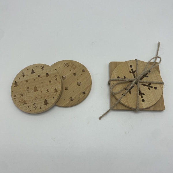 TF-CS02 Custom Eco-Friendly Bamboo Natural Wood Drink Coaster
