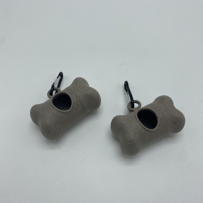 Bone Shape Coffee grounds material Pet  Poop Bags Dispenser with Bag Leash Clip Carabiner Hook 