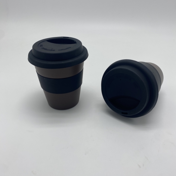 Custom Logo 350ml Coffee Grounds Coffee Mug with Silicone Sleeve 
