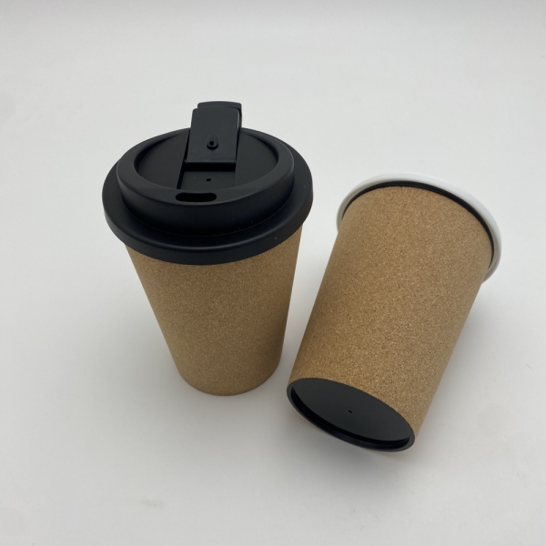 High Quality 350ML single wall cold coffee cup with Recycled Corks surface