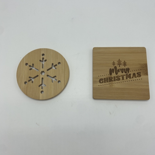 TF-CS02 Custom Eco-Friendly Bamboo Natural Wood Drink Coaster