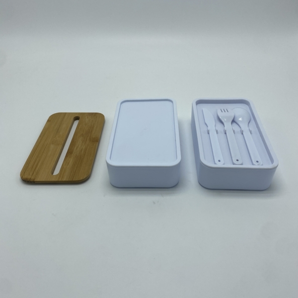 Bento Lunch Box With Divider and Cutlery Double Layer Lunch Box with Bamboo Lid