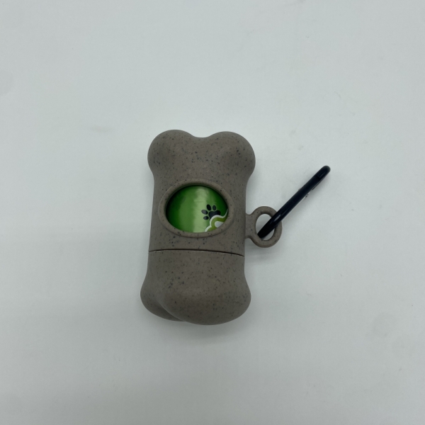 Bone Shape Coffee grounds material Pet  Poop Bags Dispenser with Bag Leash Clip Carabiner Hook 