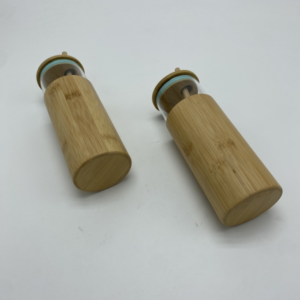 Glass cup with Bamboo straw bamboo lid and Bamboo cover