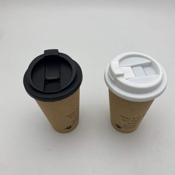 Single wall for Cold coffee Recycled Cork takeaway coffee cup 450ml